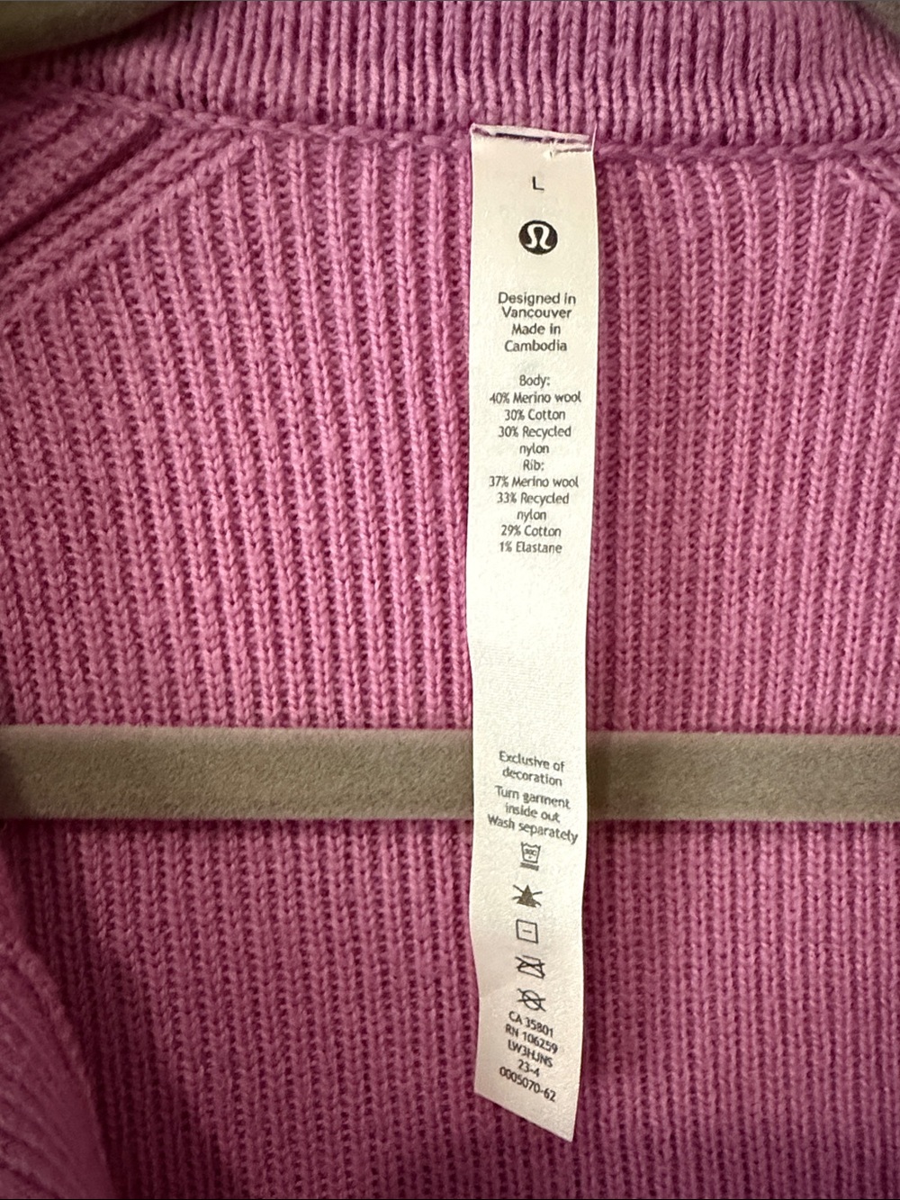 Lululemon Pink Collared Merino Wool Blend Sweater - Picture 2 of 6